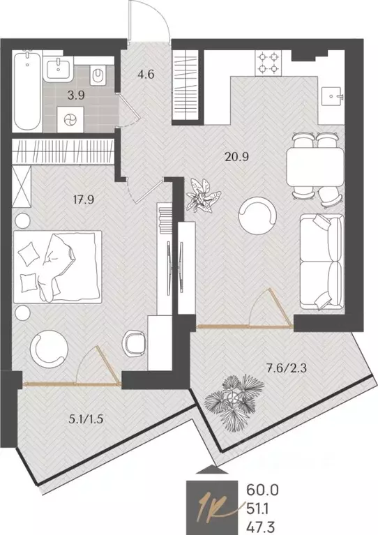 1-к кв. Калининградская область, Светлогорск  (51.1 м) - Фото 1