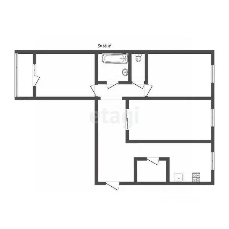 3-к кв. Тульская область, Тула Литейная ул., 32 (64.0 м) - Фото 1