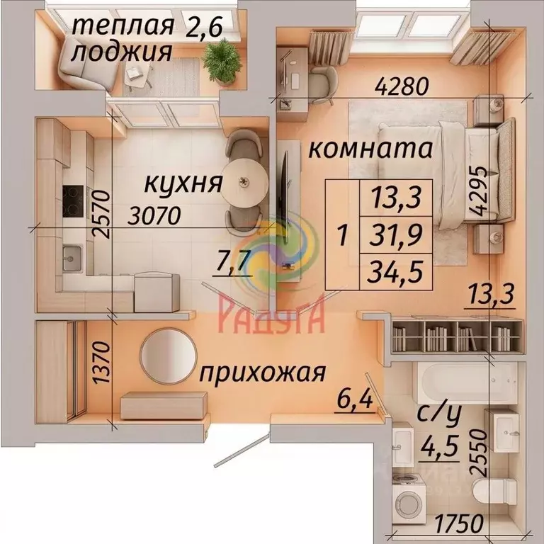 1-к кв. Ивановская область, Иваново 12-й проезд, 25 (34.5 м) - Фото 2