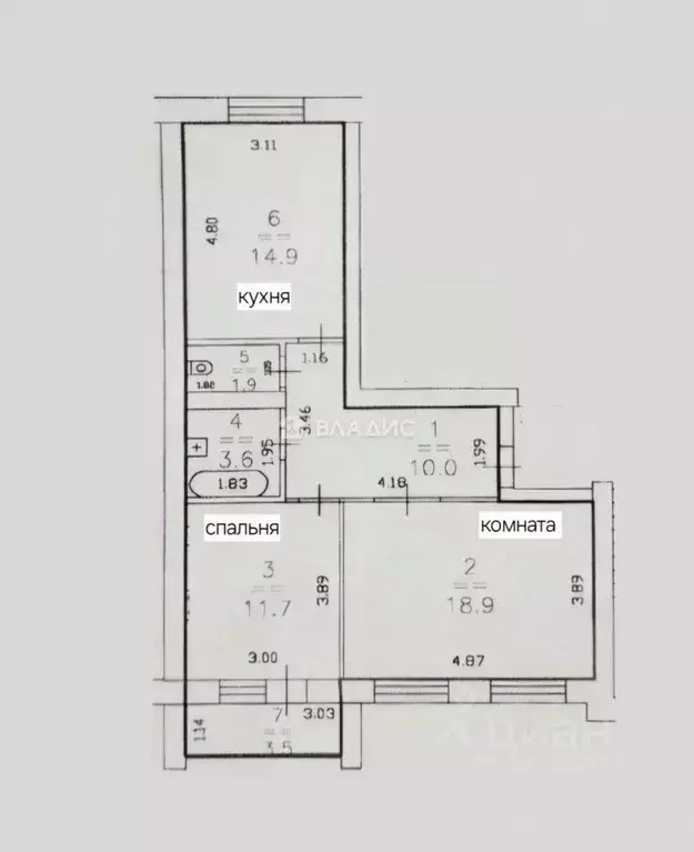 2-к кв. Нижегородская область, Нижний Новгород Вятская ул., 6 (61.0 м) - Фото 1