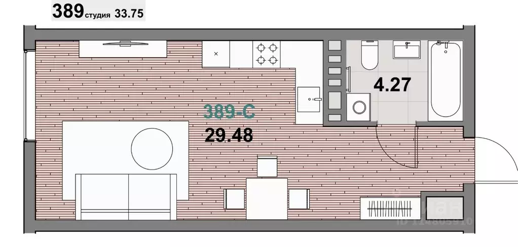 1-к кв. Калининградская область, Зеленоградск ул. Гагарина (33.75 м) - Фото 1