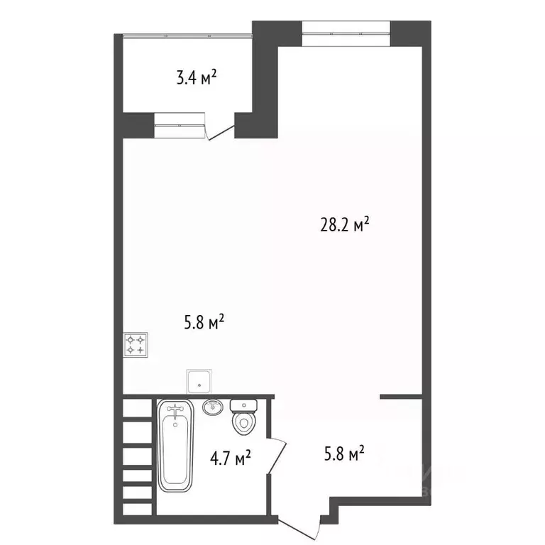1-к кв. Иркутская область, Иркутск ул. Шмидта, 6 (44.4 м) - Фото 2