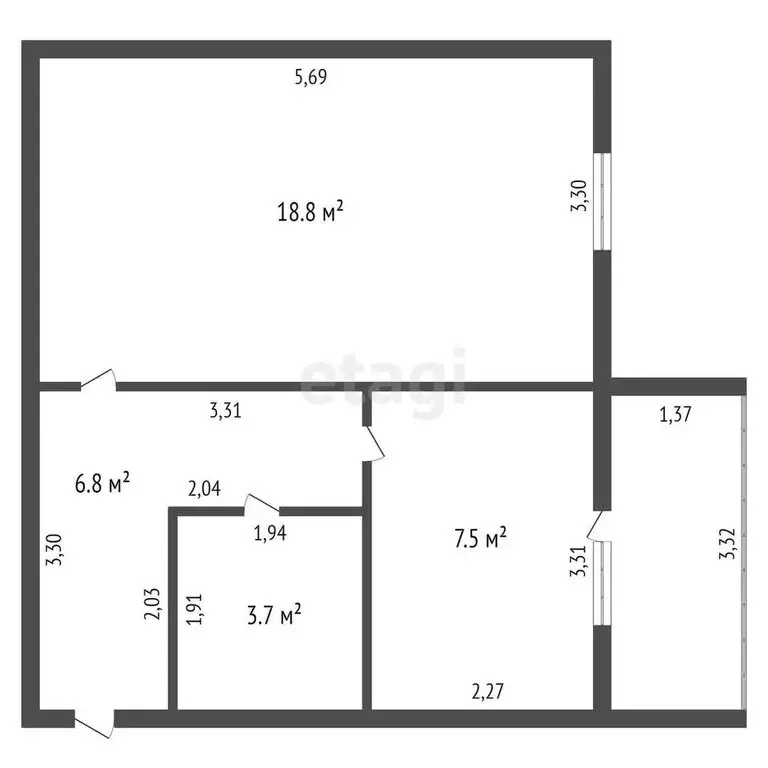 1-комнатная квартира: Чигири, 4-й микрорайон, Сосновая улица, 3/2 ... - Фото 0