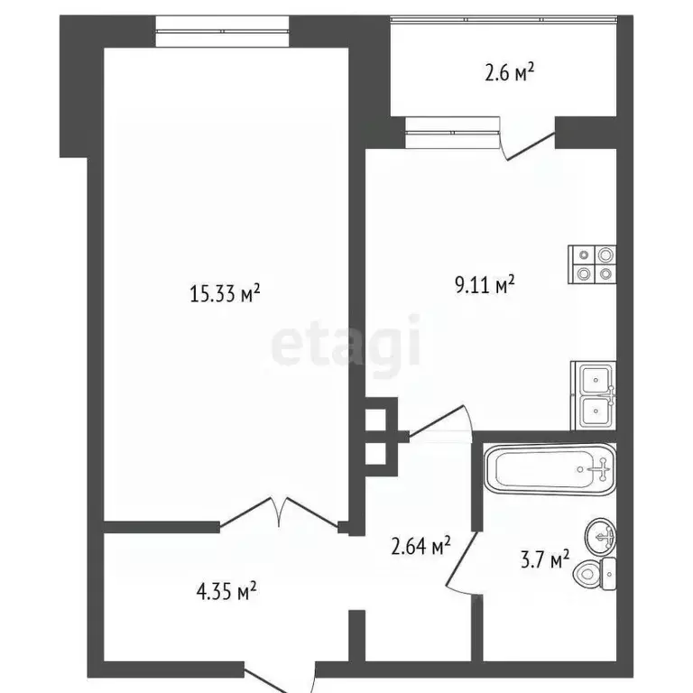 1-к кв. Саха (Якутия), Якутск 203-й мкр, 31 (35.3 м) - Фото 1