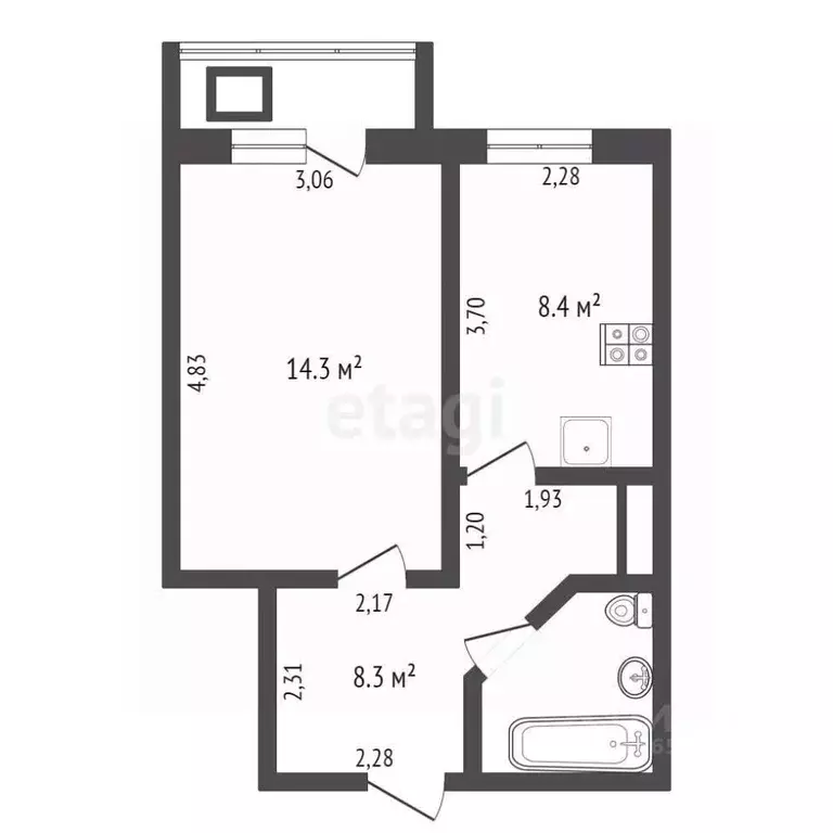 1-к кв. Новосибирская область, Новосибирск ул. Галущака, 15 (37.5 м) - Фото 1