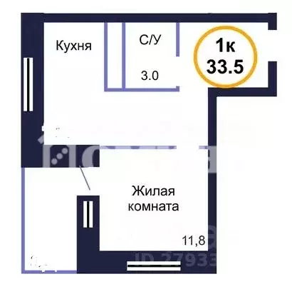 1-к кв. Тюменская область, Тюмень Дамбовская ул., 25к1 (38.57 м) - Фото 0