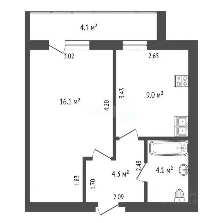 1-к кв. Самарская область, Самара Енисейская ул., 57А (33.4 м) - Фото 1