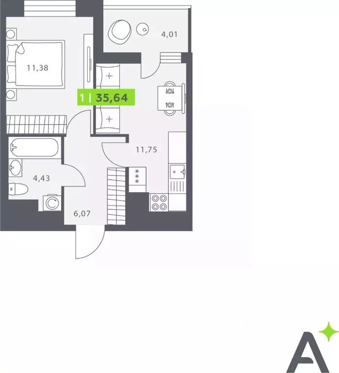 1-к кв. Ленинградская область, Всеволожский район, Заневское городское ... - Фото 1