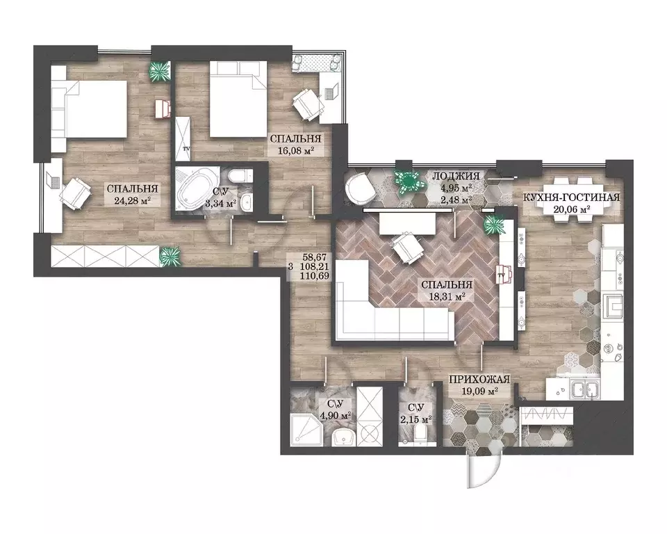 3-к кв. Ивановская область, Иваново просп. Ленина, 55В (110.69 м) - Фото 1