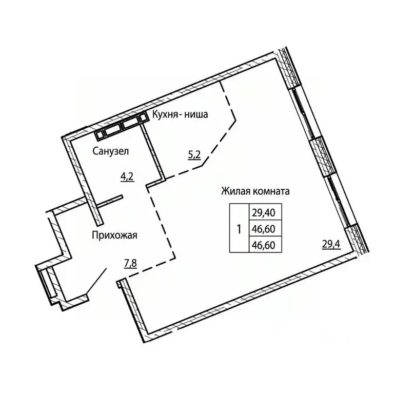 1-к кв. Приморский край, Владивосток Снеговая Падь мкр,  (46.6 м) - Фото 1