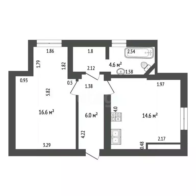 1-к кв. Калининградская область, Калининград ул. Аллея Смелых, 80Б ... - Фото 2