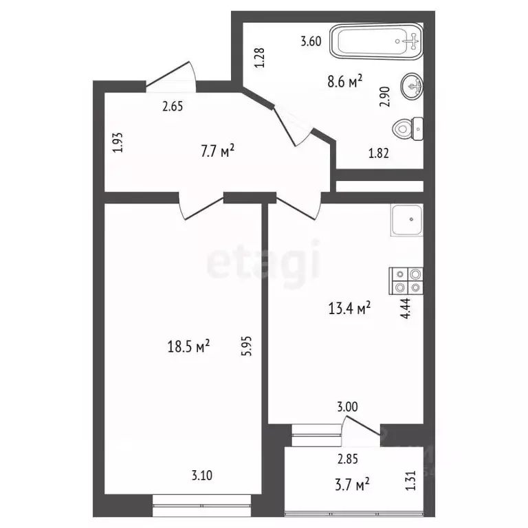Студия Крым, Ялта ул. Крупской, 52 (52.0 м) - Фото 2