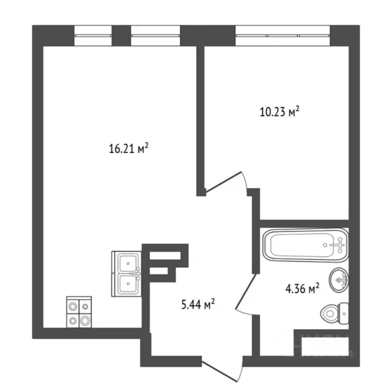 1-к кв. Тюменская область, Тюмень ул. Первооткрывателей, 2 (36.2 м) - Фото 2