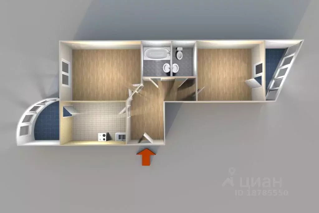 2-к кв. Свердловская область, Екатеринбург ул. Щербакова, 20 (65.9 м) - Фото 1