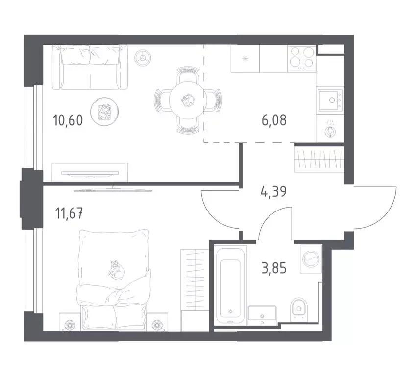 1-комнатная квартира: Красногорск, жилой комплекс Квартал Строгино, 3 ... - Фото 1