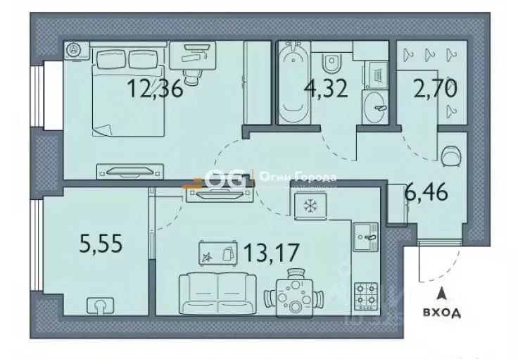 1-к кв. Брянская область, Брянский район, пос. Мичуринский, ... - Фото 1