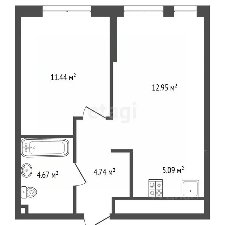 1-к кв. Тюменская область, Тюмень Харьковская ул., 72А (37.0 м) - Фото 2