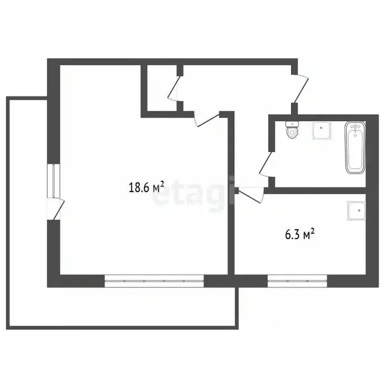 1-к кв. Челябинская область, Озерск Октябрьская ул., 14 (35.7 м) - Фото 2