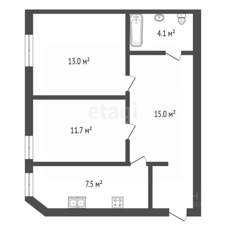 2-к кв. Санкт-Петербург Введенская ул., 19 (51.3 м) - Фото 1