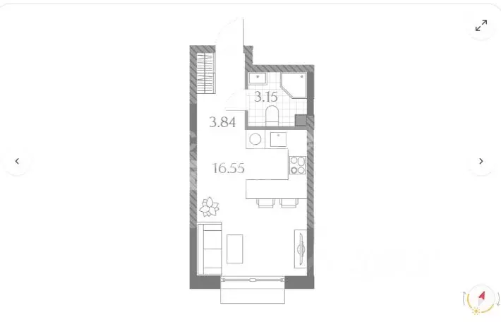 Студия Москва Ильменский проезд, 4к2 (23.6 м) - Фото 2