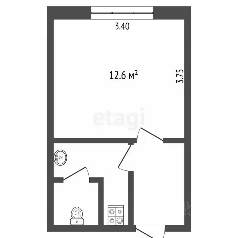 Комната Челябинская область, Челябинск Российская ул., 57Б (12.6 м) - Фото 2
