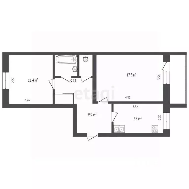 2-к кв. Вологодская область, Вологда ул. Прокатова, 10 (50.4 м) - Фото 2