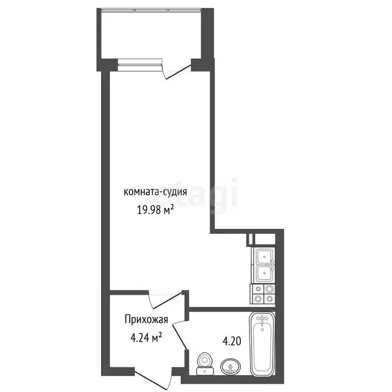 Квартира-студия: Воронеж, улица Независимости, 78к3 (30 м) - Фото 1