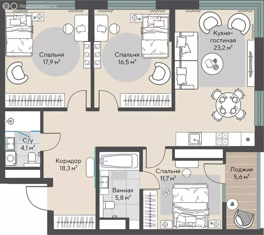 3-комнатная квартира: Екатеринбург, жилой район ВИЗ, ЖК Нагорный ... - Фото 2
