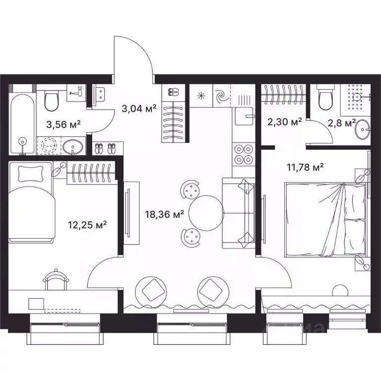 2-к кв. Владимирская область, Киржач ул. Свердлова, 10А (54.0 м) - Фото 1