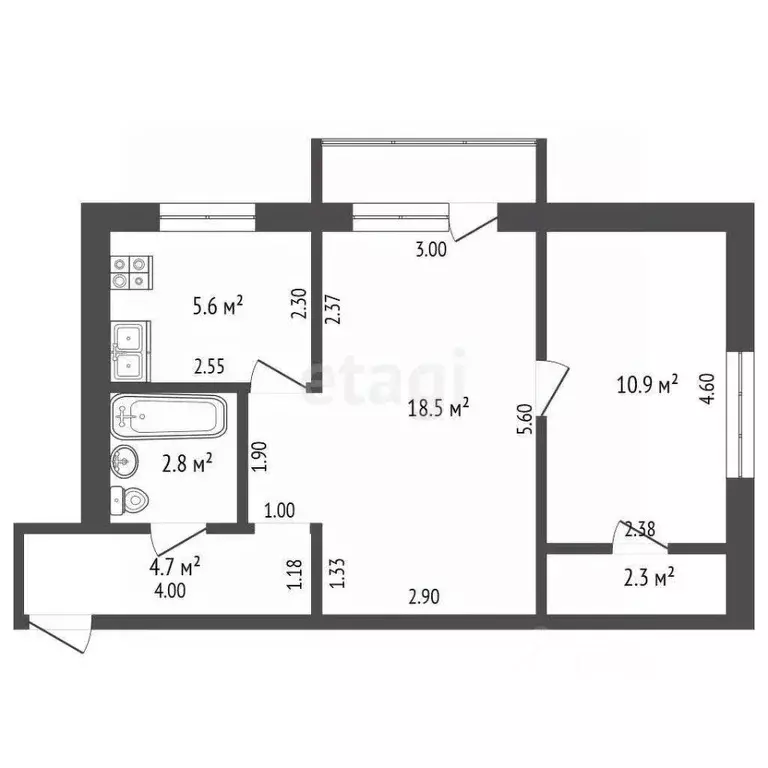 2-к кв. Ростовская область, Таганрог ул. Пальмиро Тольятти, 26-1 (44.8 ... - Фото 2