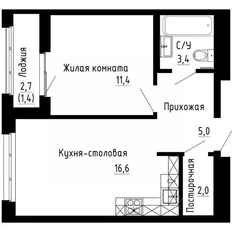 1-к кв. Приморский край, Владивосток 7Я жилой комплекс (39.8 м) - Фото 1