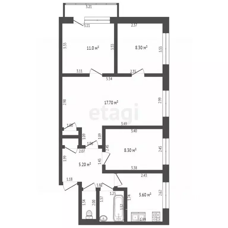 4-к кв. Тамбовская область, Тамбов Ново-лагерная ул., 72 (60.5 м) - Фото 2
