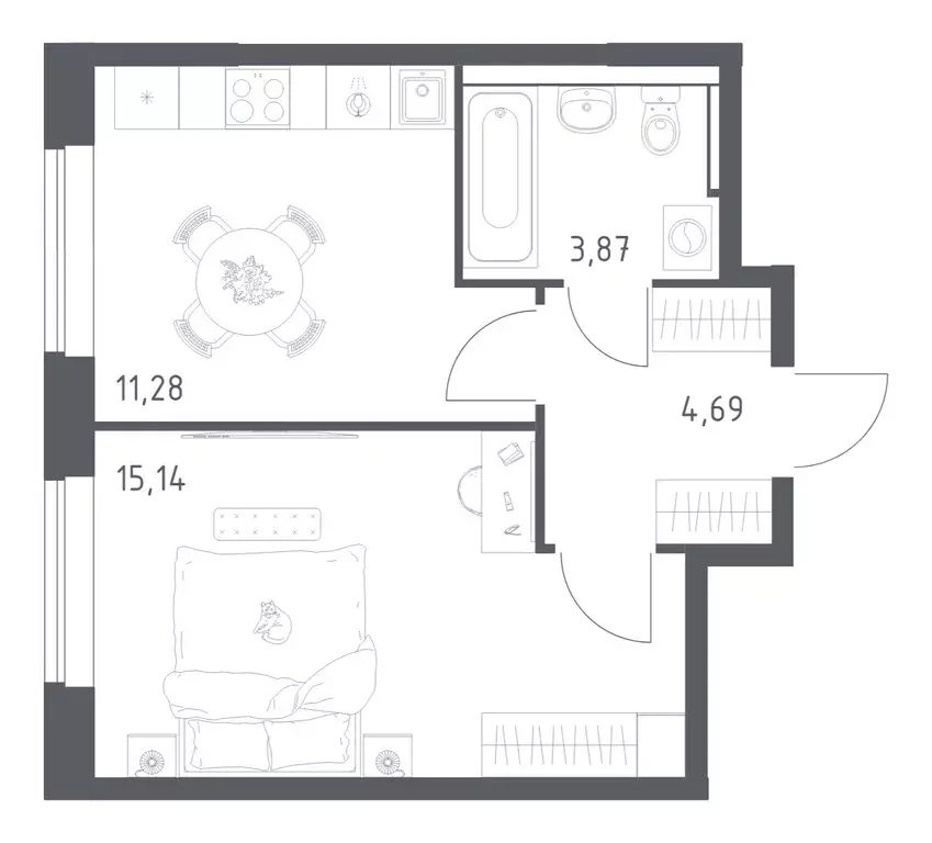 1-комнатная квартира: посёлок городского типа Мисайлово, улица ... - Фото 1