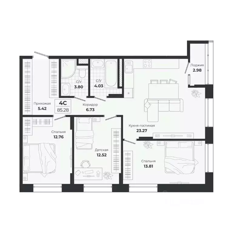 4-к кв. Новосибирская область, Новосибирск Лесоперевалка мкр, Ясный ... - Фото 0
