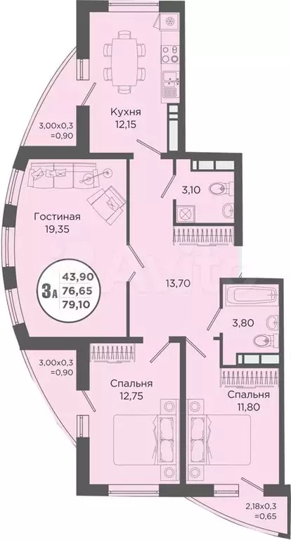 3-к. квартира, 80 м, 8/19 эт. - Фото 0