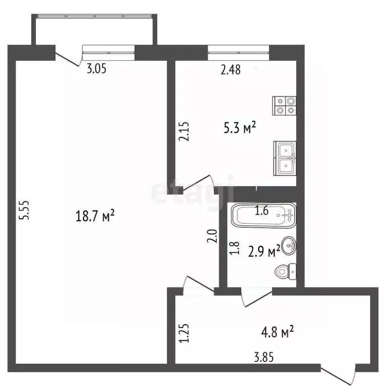 1-к кв. Мордовия, Саранск просп. 60 лет Октября, 81 (31.0 м) - Фото 2