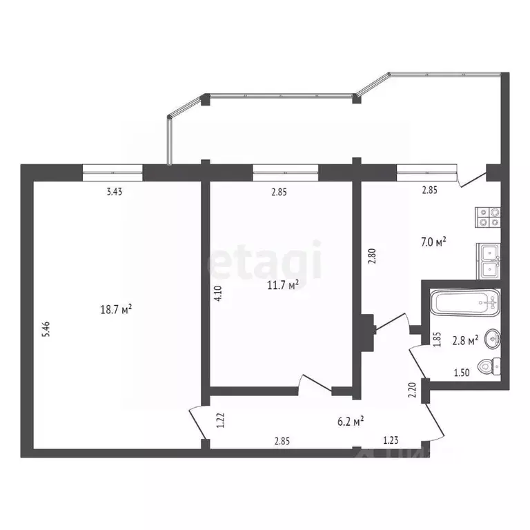 2-к кв. Саха (Якутия), Якутск Птицефабрика мкр, 13 (46.4 м) - Фото 1