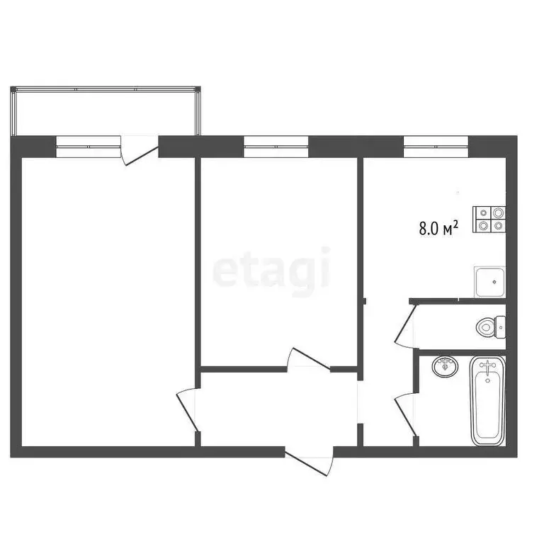 2-комнатная квартира: Лениногорск, Набережная улица, 10 (52 м) - Фото 1