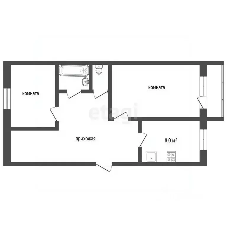 2-к кв. Коми, Усинск Красноярский проезд, 18А (48.2 м) - Фото 0