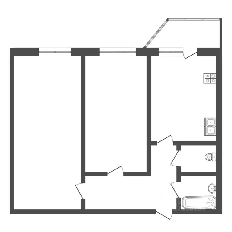 2-к кв. Тюменская область, Тюмень ул. Андрея Бушуева, 4 (51.6 м) - Фото 2