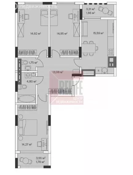 3-комнатная квартира: посёлок Малое Исаково, Первая улица, 1к2 (83.5 ... - Фото 1