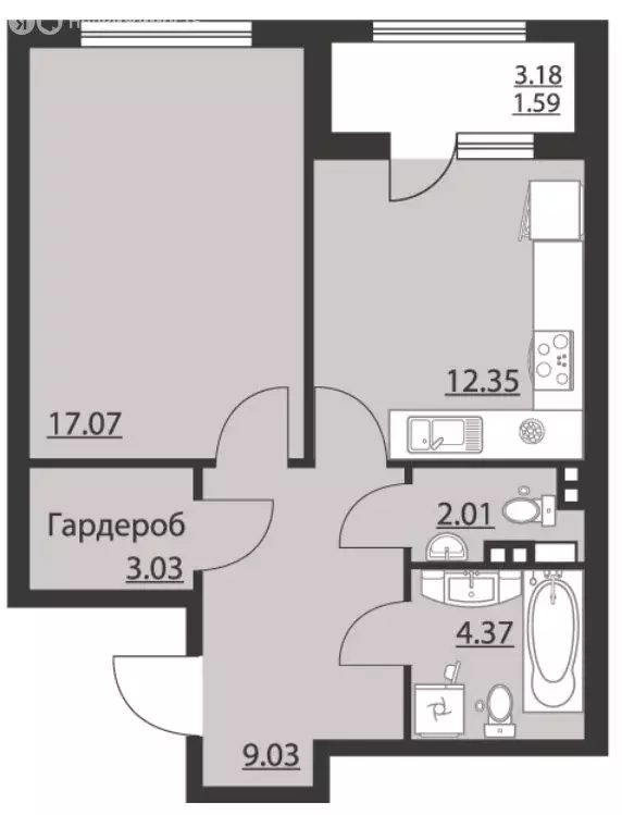 1-комнатная квартира: Воронеж, улица Ворошилова, 1 (49.45 м) - Фото 1