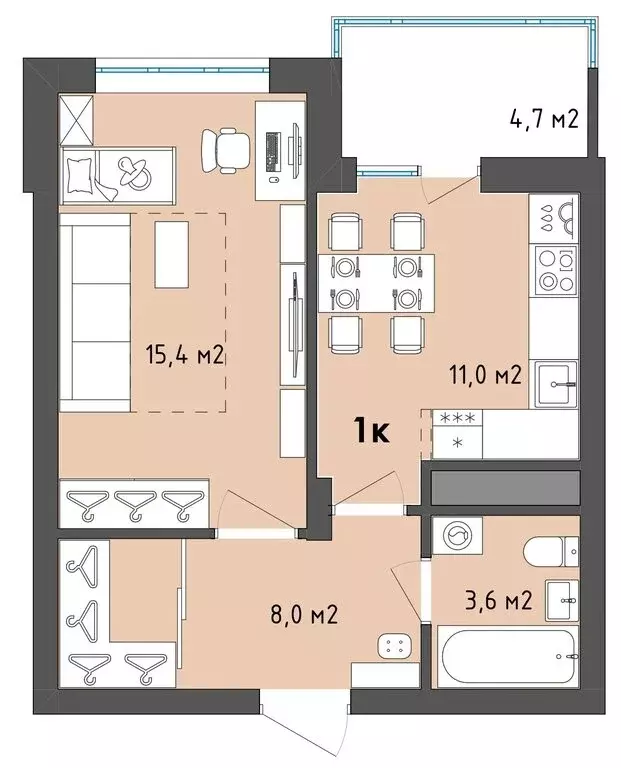1-комнатная квартира: Воронеж, бульвар Содружества, 1 (40.4 м) - Фото 0