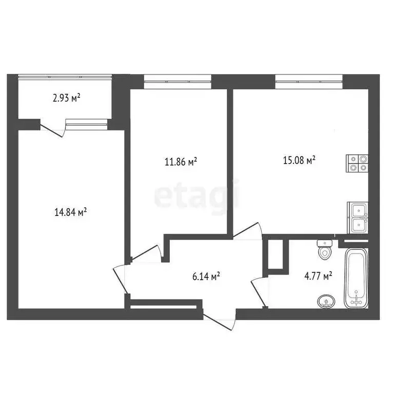2-комнатная квартира: Тюмень, улица Новосёлов, 117 (53 м) - Фото 0