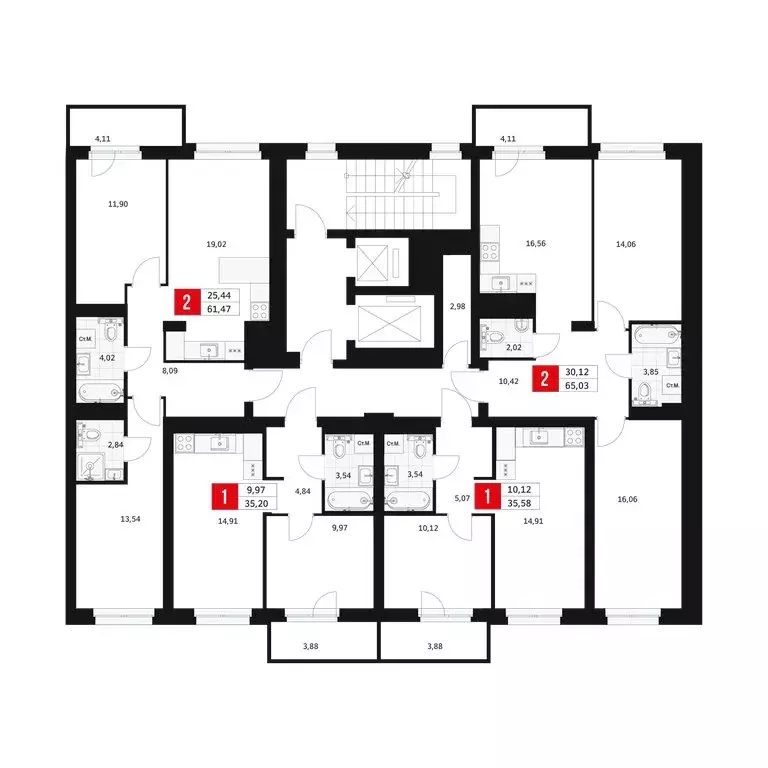 2-комнатная квартира: Уфа, Большая Московская улица, 11 (65.03 м) - Фото 2