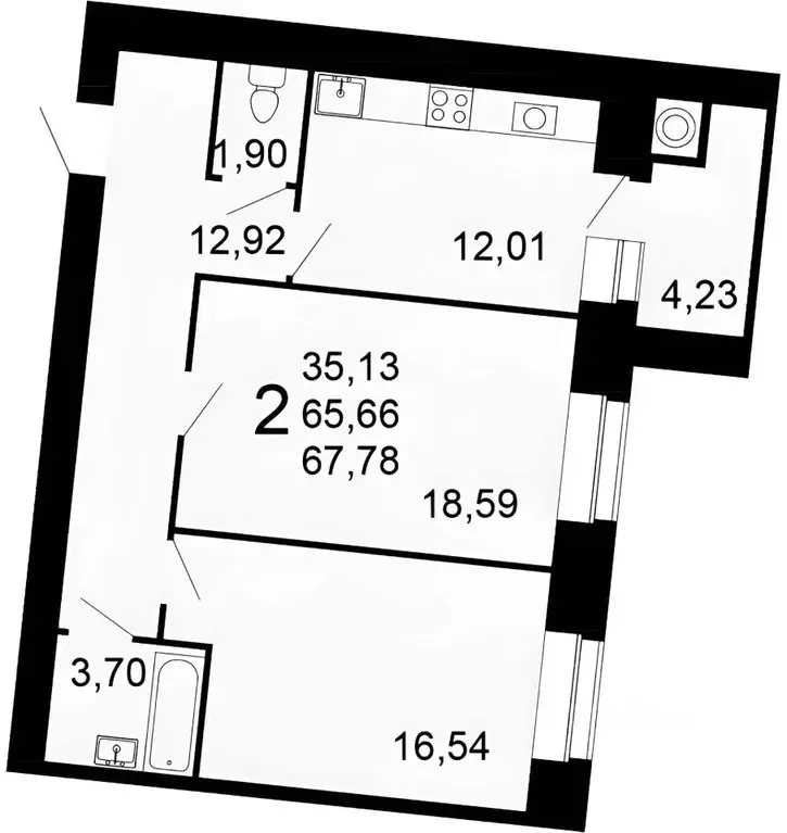 2-к кв. Рязанская область, Рязань Шереметьевская ул., 10к5 (68.1 м) - Фото 1