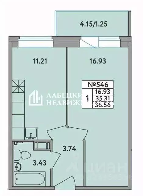 1-к кв. Ленинградская область, Всеволожский район, д. Новое Девяткино ... - Фото 2