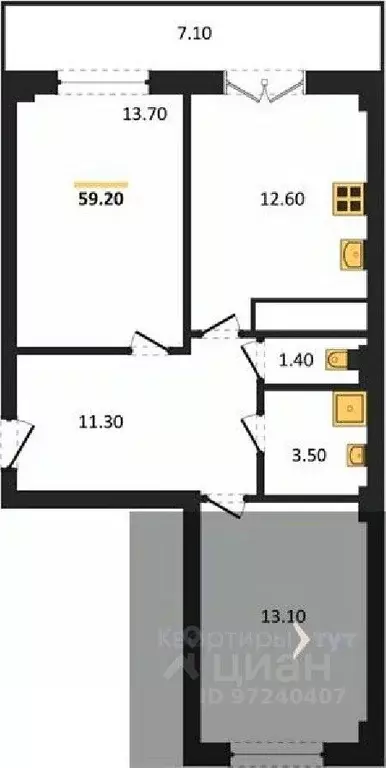 2-к кв. Воронежская область, Воронеж Цимлянская ул., 10В (59.2 м) - Фото 0