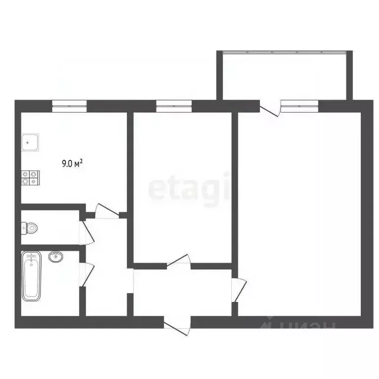 2-к кв. Тюменская область, Тюмень Ставропольская ул., 9 (50.3 м) - Фото 0