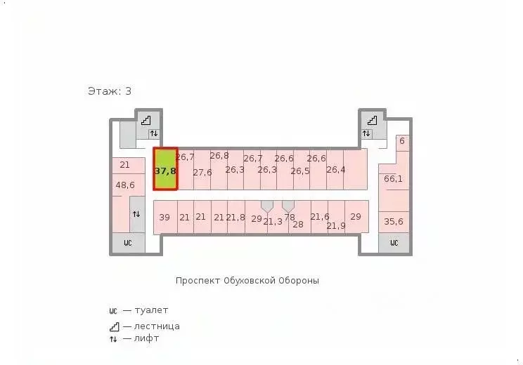 Офис в Санкт-Петербург просп. Обуховской обороны, 76к4 (38 м) - Фото 1